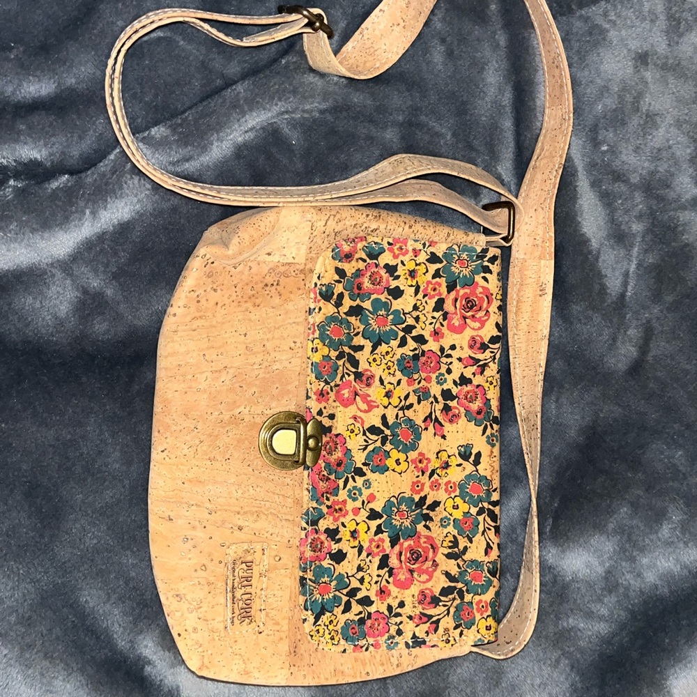 Cork Floral Crossbody Bag
